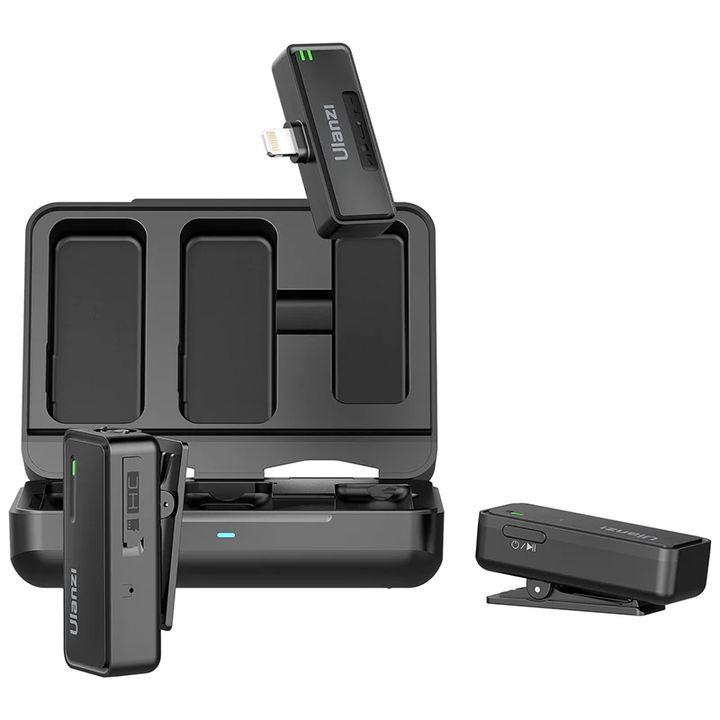 Bộ Microphone Kép Cài Áo Không Dây Ulanzi UW-MIC 2.4GHz Cổng Lightning