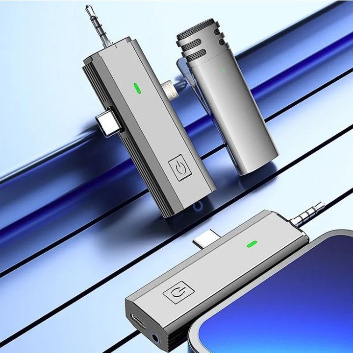 Set 2 Micro Đa Năng Thu Âm Cài Áo Không Dây S17 3in1 Cổng Lightning/Type-C/Jack 3.5mm (1RX+ 2TX)
