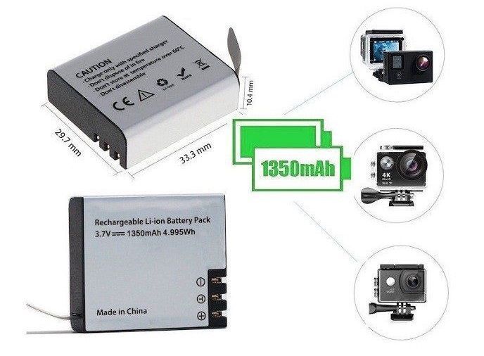 Pin 1350mAh Cho Camera Hành Trình SJCAM SJ4000, Eken: H9R/H9/H8R/H8/V8S/H6S/V9S, Soocoo:F60C/C30/C60