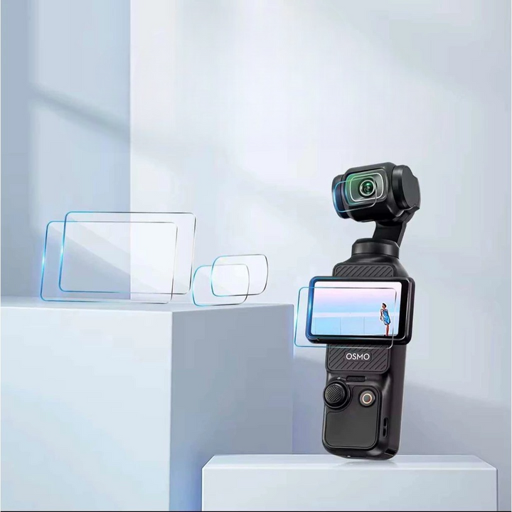 Set 2 bộ kính cường lực cho DJI Osmo Pocket 3 - Bảo vệ màn hình và ống kính ( 2 bộ)