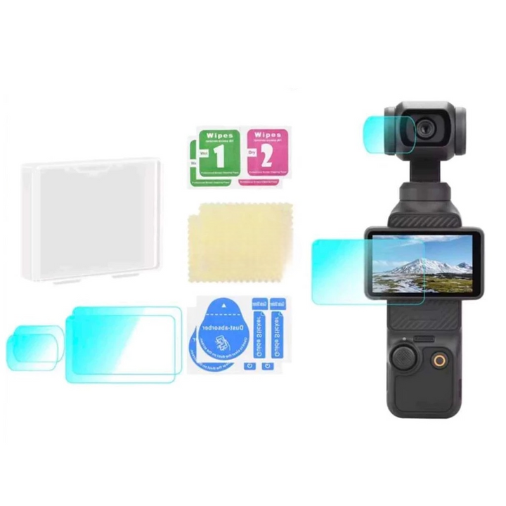 Set 2 bộ kính cường lực cho DJI Osmo Pocket 3 - Bảo vệ màn hình và ống kính ( 2 bộ)