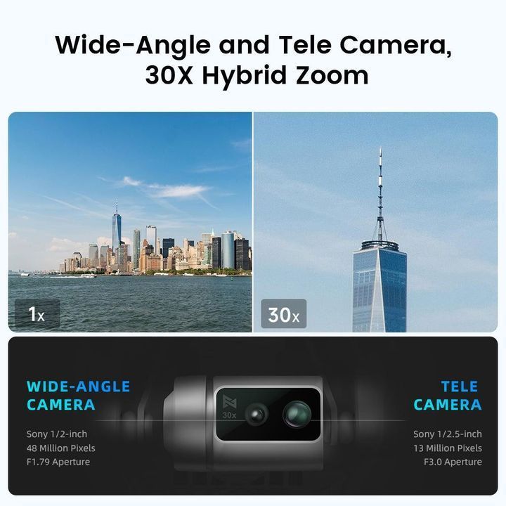 Flycam Fimi X8 Tele MAX 2025 bản đơn có loa đàm thoại, camera 4K60fps, Zoom 30X, Hỗ trợ bay 4G